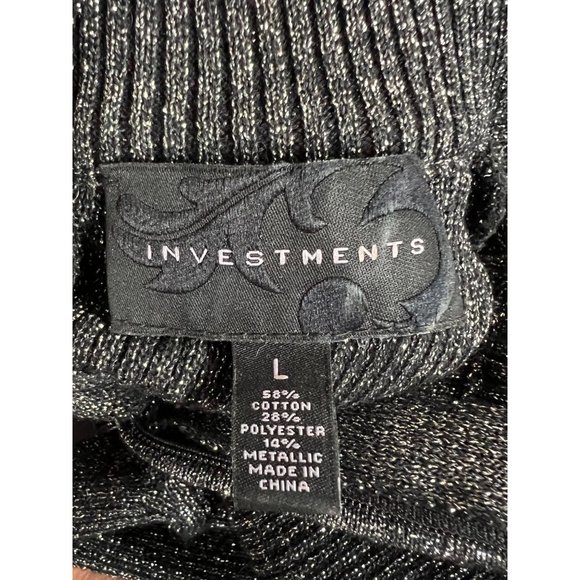 Investments Jeweled Neck Sweater  Large Black  Vintage Cotton Poly Blend - Picture 6 of 16